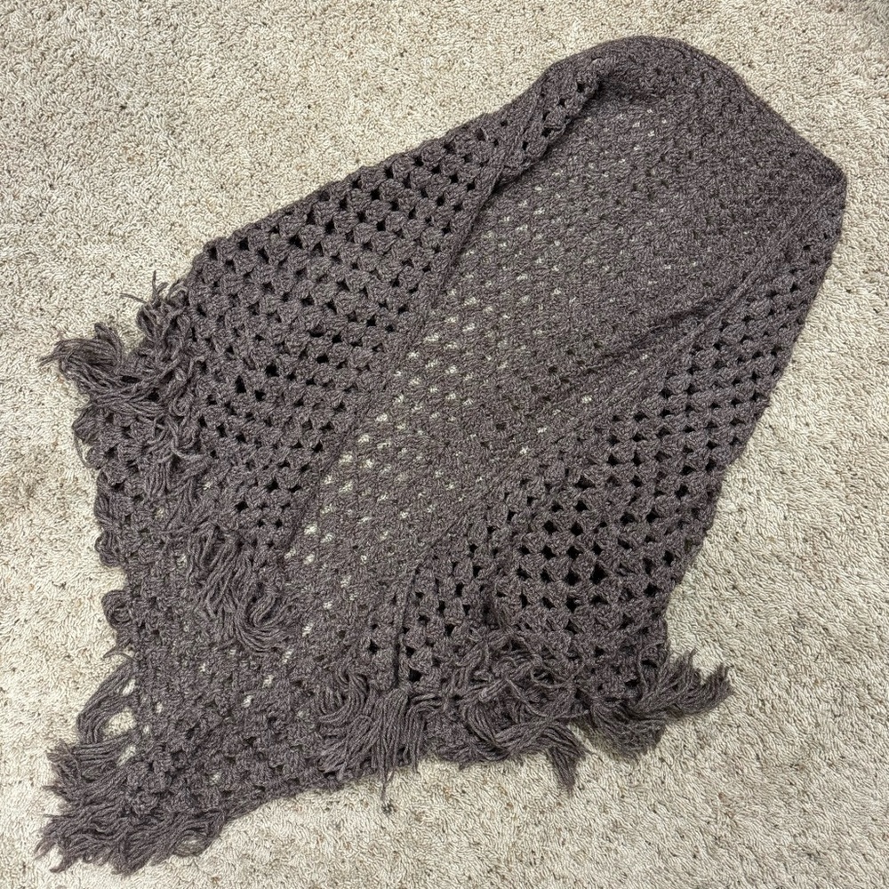 Fringed Crocket Triangle Shawl